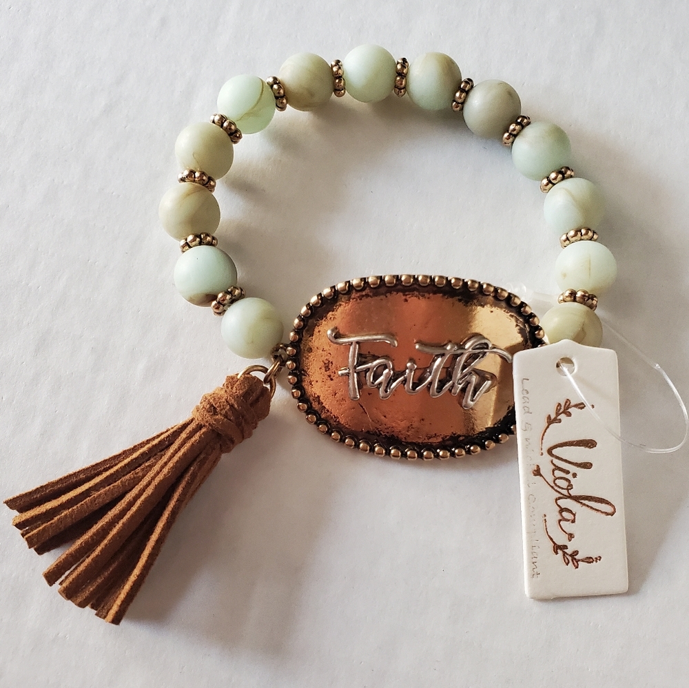 Bracelet "Faith" Mint Beaded